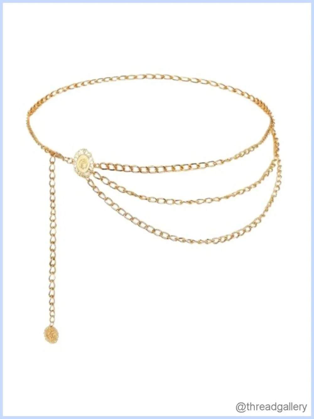 Layered Waist Chain Belt Adjustable Gold-Tone Metal 41 in for Dresses Skirts